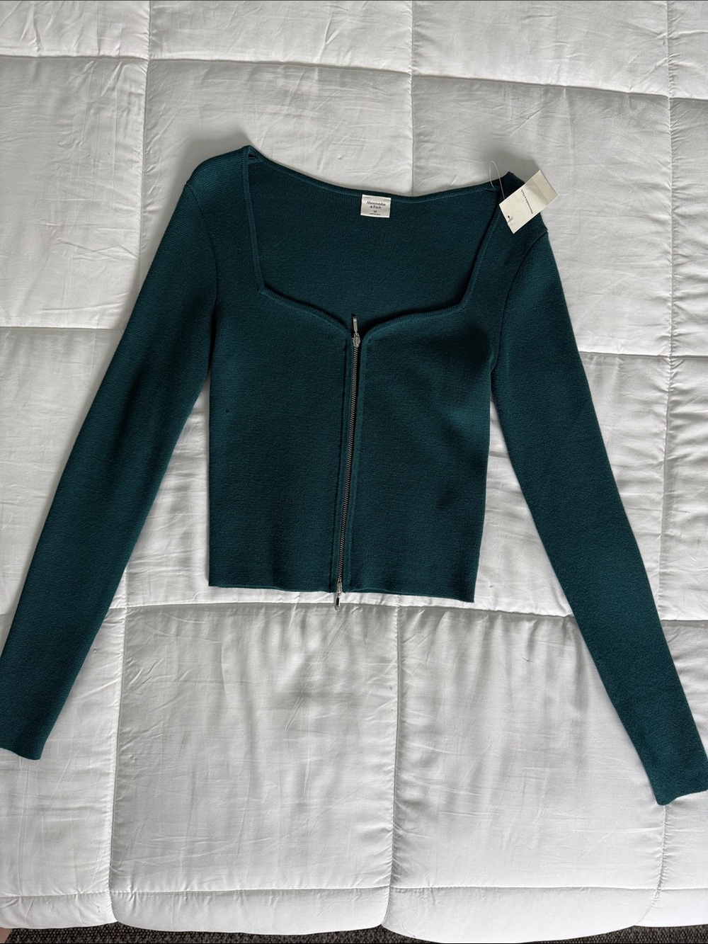 Abercrombie & Fitch Teal Zip Cropped Sweater